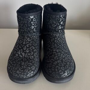 UGG Black Glitter Leopard Short Booties